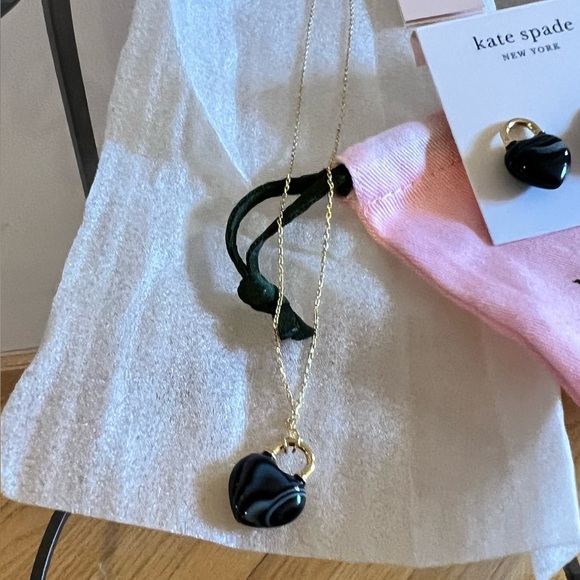 Kate Spade♠️Black Stone Earrings & Necklace Set - Picture 3 of 5